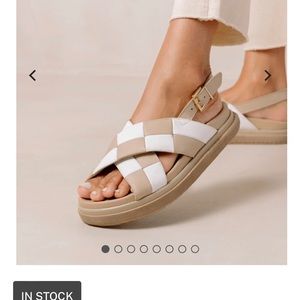 Alohas Marshmallow Scacchi - Brown & White Leather Sandals